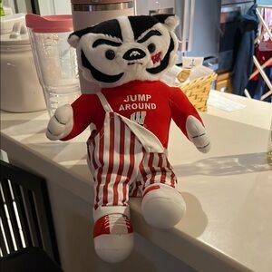 Red and White Striped Plush Toy